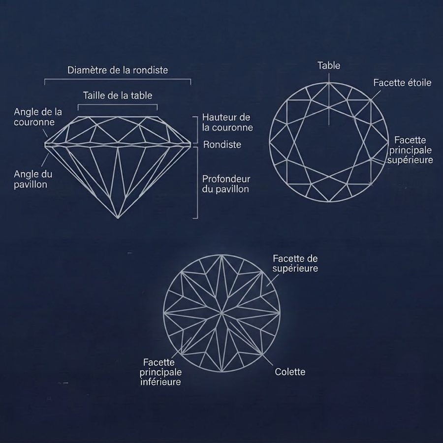 Anatomie et proportions d’un diamant