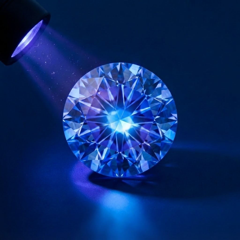 Fluorescence d’un diamant sous lumière ultraviolette