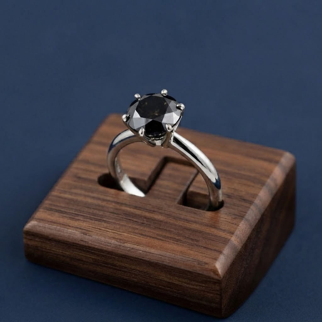 Bague sertie d’un diamant noir